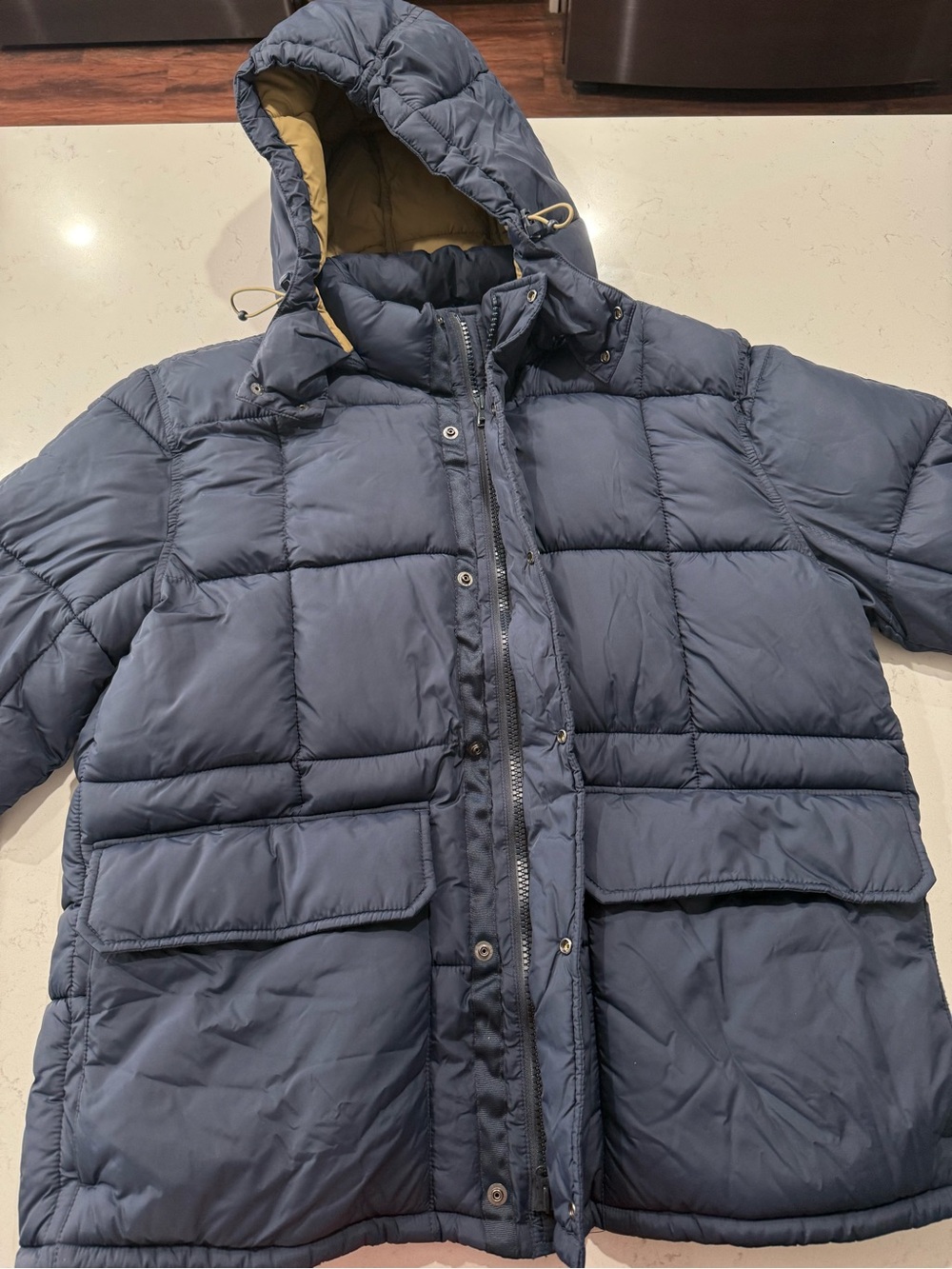 J.Crew Nordic Men's Navy Hooded Puffer Jacket - Insulated Winter Coat. Large - Picture 6 of 9
